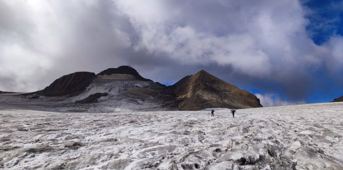 A principios de septiembre, el glaciar Greis (Valais) estaba completamente limpio de nieve hasta las partes más altas Foto: Dr Matthias Huss/WSL