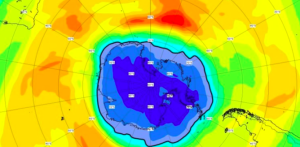 Imágenes satelitales del agujero dentro de la capa de ozono sobre la Antártida en 2022/Copernicus
