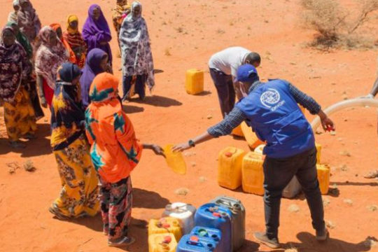 En Somalia, se coordinó el transporte de agua en camiones, la distribución de kits de higiene, y la construcción y rehabilitación de pozos de perforación en 2022/OIM-Ismail Osman