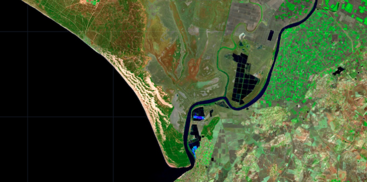 Imagen de satélite Sentinel 2 que muestra la falta de agua en las lagunas de Doñana | Author provided